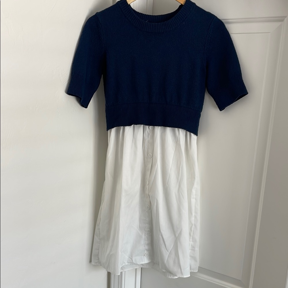 Bobeau Sweater Shirt Two-Tone Dress